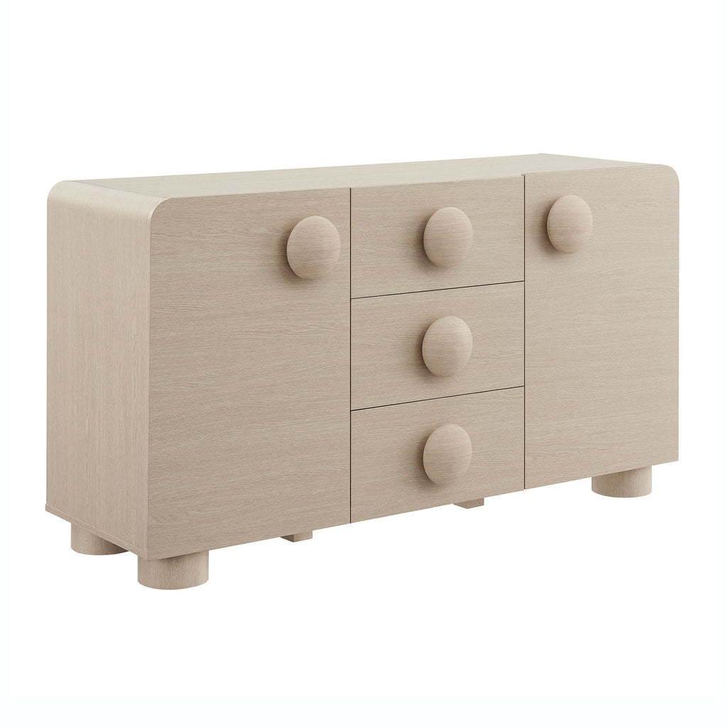 57 Inch Retro Curved Sideboard Storage Cabinet
