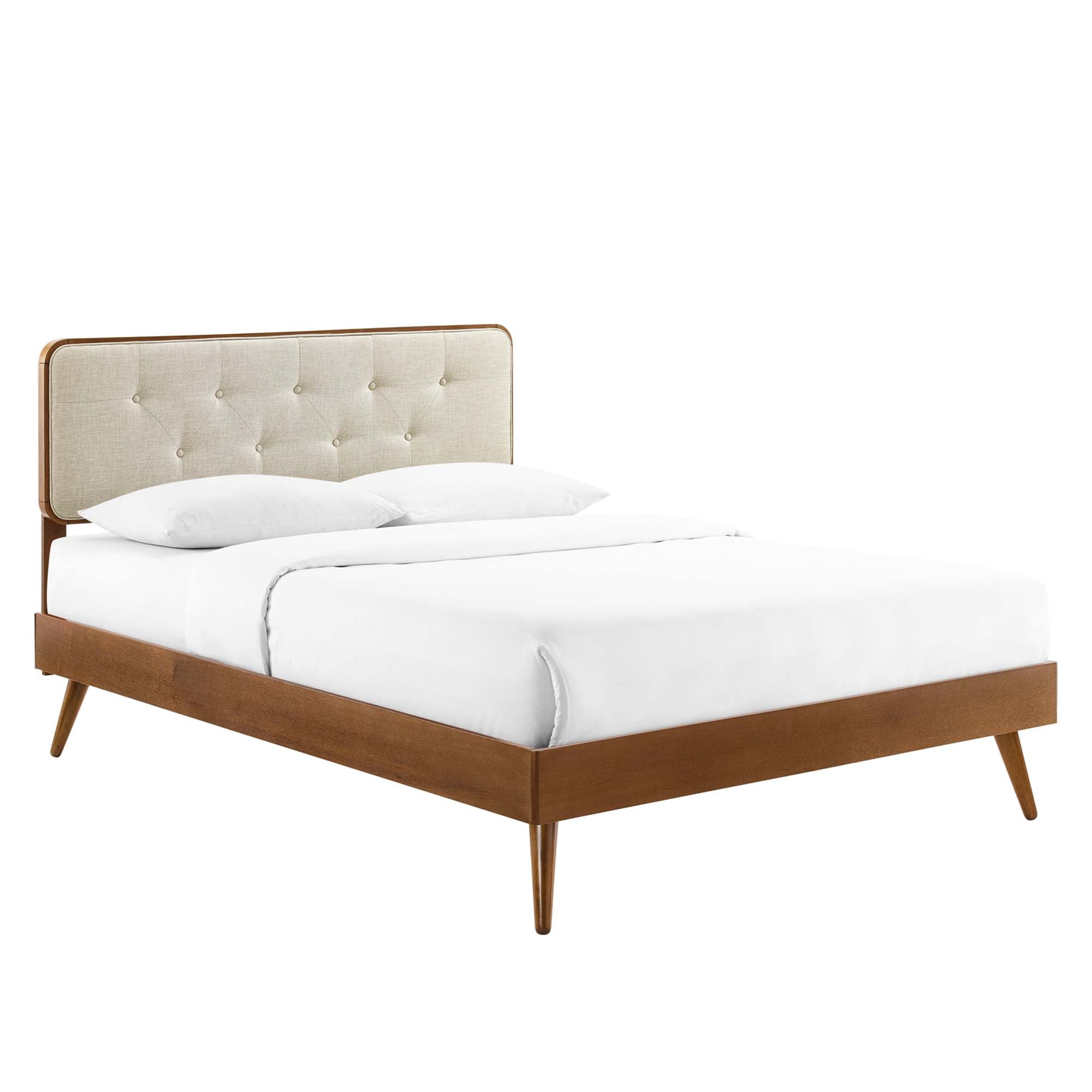 Wood Platform Bed Frame with Splayed Legs